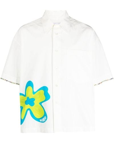 Bonsai Chemise en coton à fleurs - Blanc