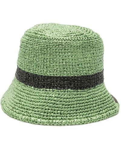 Bimba Y Lola Contarsting-trim raffia bucket hat - Grün