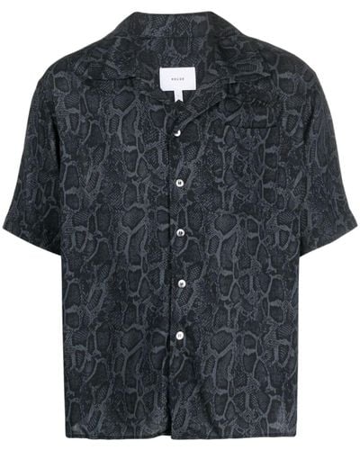 Rhude Snakeskin-print Logo-embroidered Shirt - Black