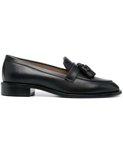 Stuart Weitzman Sutton Tassel-embellished Leather Loafers - Black