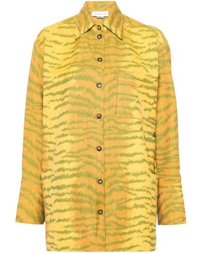Victoria Beckham Tiger-patterned Twill Shirt - Yellow