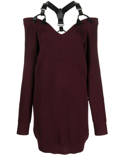 Moschino Braces-detail Knitted Wool Dress - Purple