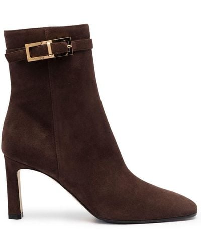 Sergio Rossi Side-buckle Suede Boots - Brown