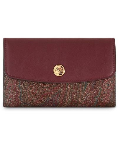 Etro Essential Paisley-print Leather Wallet - Purple