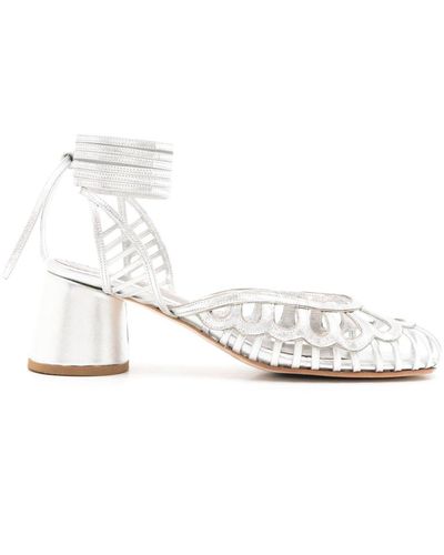 Sarah Chofakian Lilibet 55mm Leather Court Shoes - White