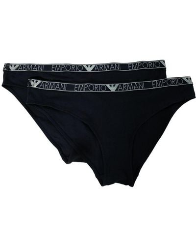 Emporio Armani Set aus zwei Slips mit Logo-Bund - Schwarz