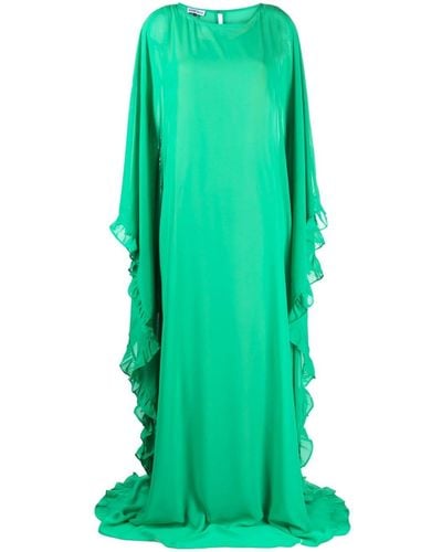 Rayane Bacha Tula Semi-sheer Draped Dress - Green