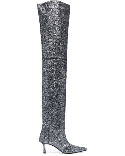 Alexander Wang Glitter Thigh-high Boots - Metallic