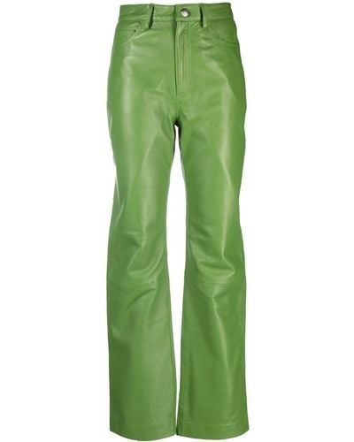 Remain Pantalon en cuir à taille haute - Vert
