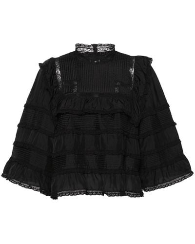 Isabel Marant Zalmara Lace-panelling Blouse - Black