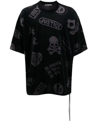 Mastermind Japan T-shirt à imprimé tête de mort - Noir