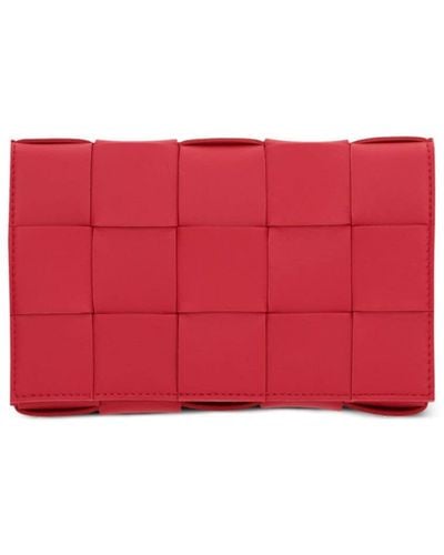 Bottega Veneta Small Cassette Leather Crossbody Bag - Red