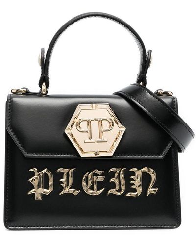 Philipp Plein Petit sac en cuir à plaque logo - Noir