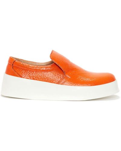 JW Anderson Round-toe Leather Sneakers - Orange