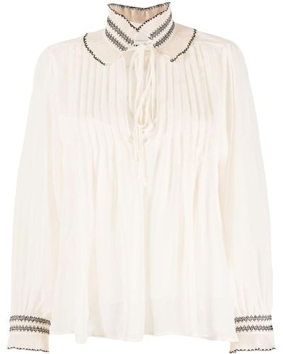 Sandro Jacinthe Front Tie-fastening Blouse - White
