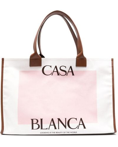 Casablancabrand Bolso shopper con logo estampado - Rosa