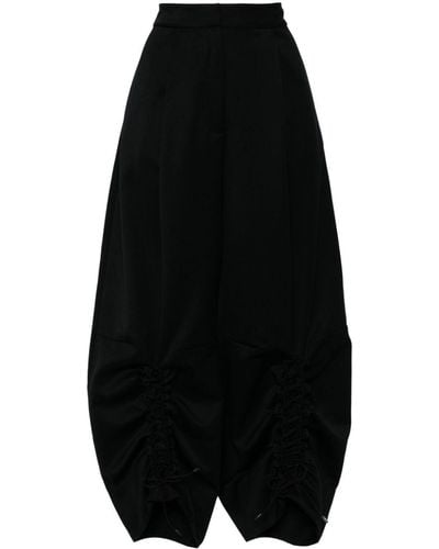 Simone Rocha Pantalones anchos con panel fruncido - Negro