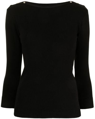 agnès b. Button-detail Knitted Top - Black