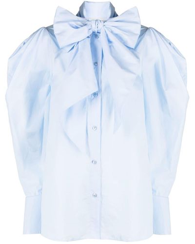 Nina Ricci Tie-neck Puff-sleeve Blouse - Blue