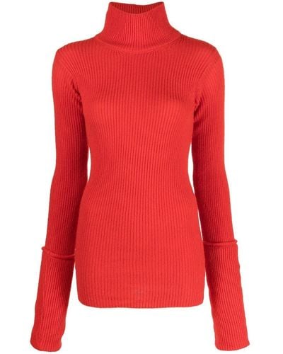 Quira Ribbed-knit Roll-neck Sweater - Red