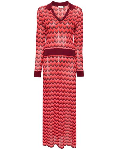 RIXO London Annie Chevron-knit Maxi Dress - Red