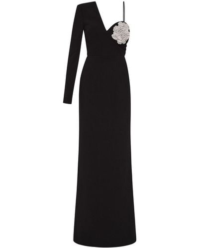 Rebecca Vallance Sachiel Floral-appliqué Gown - Black