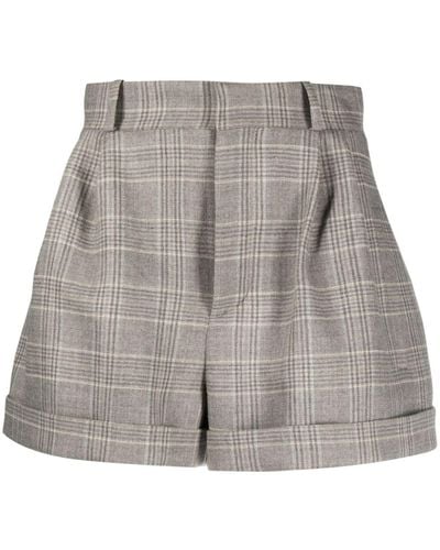 The Mannei Kudebi Plaid-check Shorts - Grey