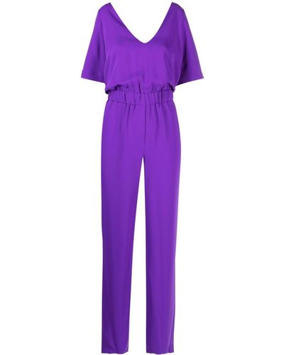 P.A.R.O.S.H. Short-sleeve Wide-leg Jumpsuit - Purple