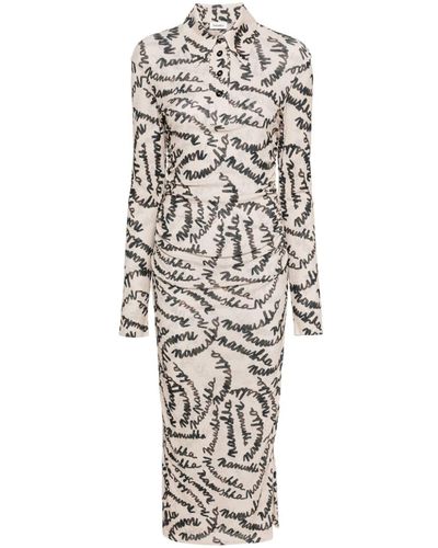 Nanushka Verity Scribble-print Shirtdress - White