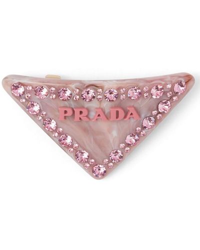 Prada プラダ ロゴ ヘアクリップ - ピンク
