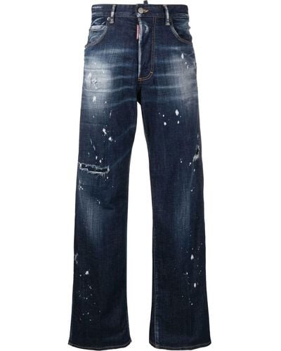 DSquared² Jeans scuro dritti con effetto vissuto - Blu