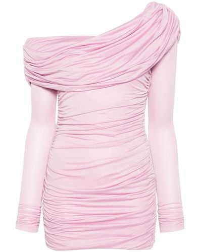 Blumarine Schulterfreies Minikleid mit Raffungen - Pink