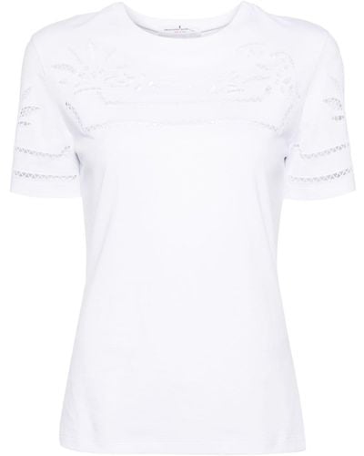 Ermanno Scervino Camiseta con bordado inglés - Blanco