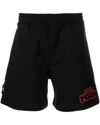 MSGM Embroidered-logo Cotton Track Shorts - Black