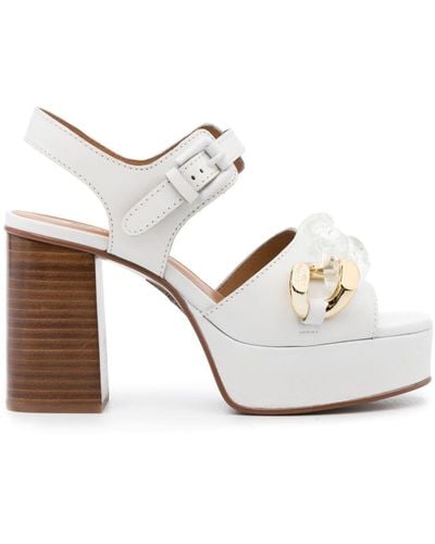 See By Chloé Flatform-Sandalen mit Kettendetail - Weiß