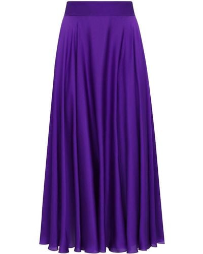 Dolce & Gabbana Pleated Silk Full Skirt - Purple