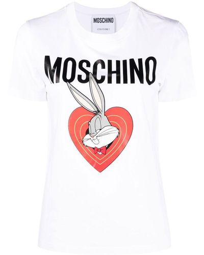 Moschino T-shirt Met Konijnenprint - Wit