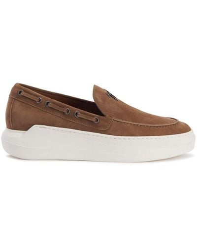 Giuseppe Zanotti Conley String Leather Boat Shoes - Brown