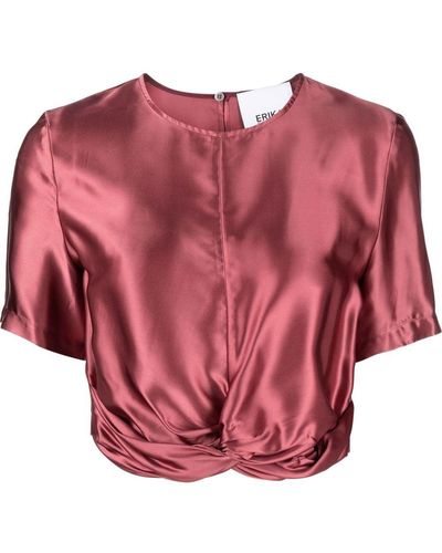 Erika Cavallini Semi Couture Blusa corta de manga corta - Rosa