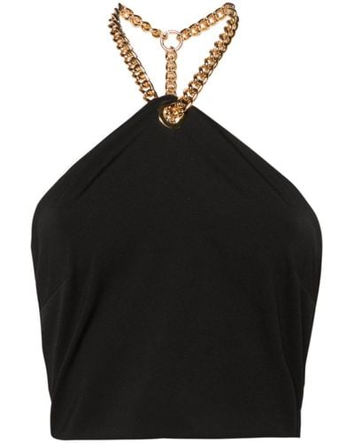 Moschino Top corto con cadena - Negro