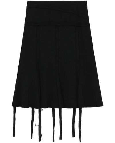 Low Classic Raw-cut Fringed Skirt - Black