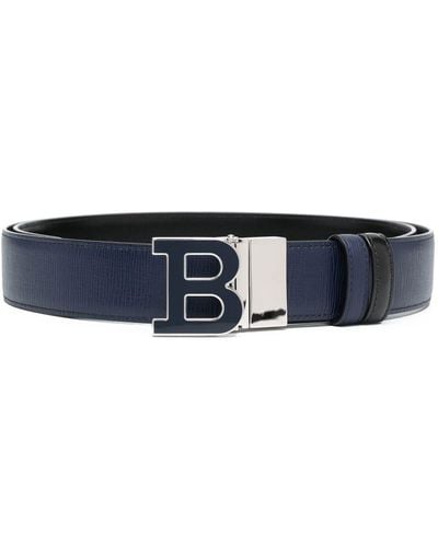 Bally Enameled Logo-buckle Belt - Blue