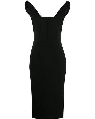 Dolce & Gabbana Sleeveless Wool Midi Dress - Black