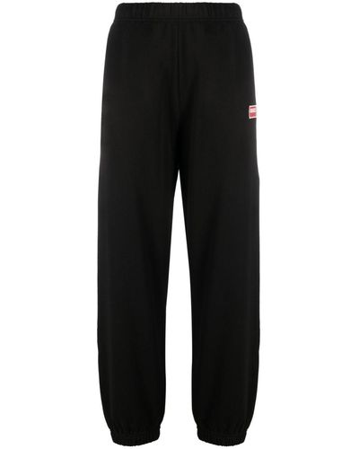 KENZO Pantalon de jogging en coton à logo brodé - Noir