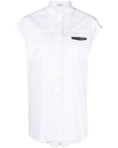 Brunello Cucinelli Embellished Sleeveless Shirt - White