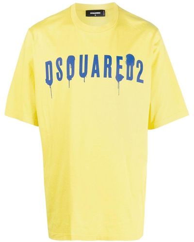 DSquared² Spray Logo T-shirt Yellow/blue
