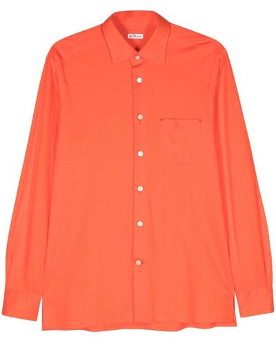 Kiton T-shirt en coton à manches longues - Orange
