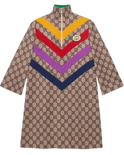 Gucci GG Supreme-jacquard Rainbow-appliqué Dress - Multicolour