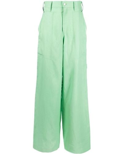 Stella McCartney Pantalones anchos de talle alto - Verde