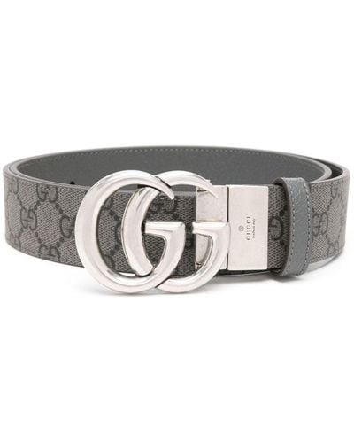 Gucci Interlocking-g Buckle-fastening Belt - Grey